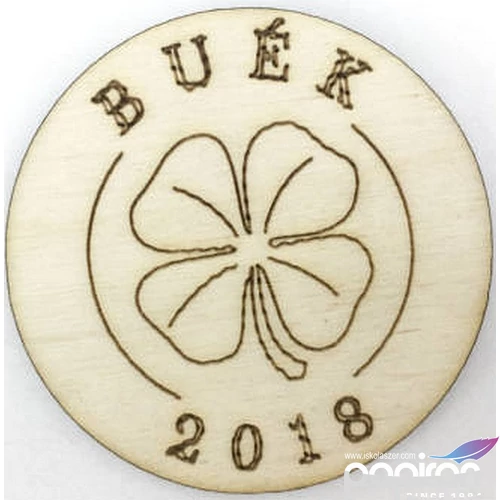 Fa felirat tábla BUÉK lóherés kerek 4, 5cm