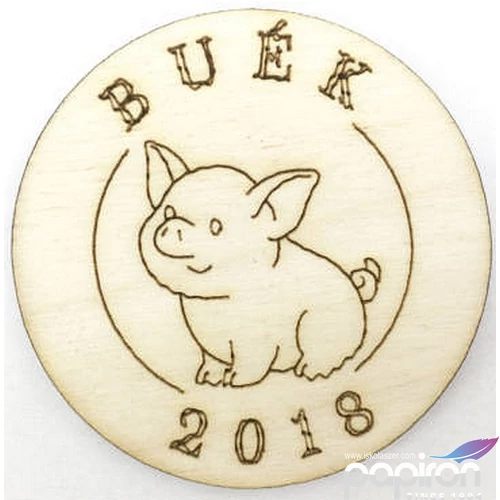 Fa felirat tábla BUÉK malacos kerek 4, 5cm