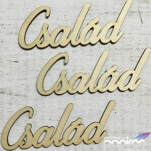 Fa felirat tábla Család 13, 5cmx5.5cmx3mm 3db/cs