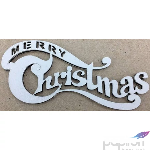 Fa felirat tábla fehér Merry Christmas 10cm