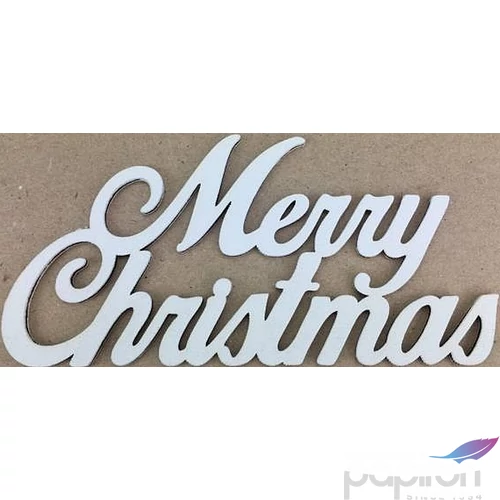 Fa felirat tábla fehér Merry Christmas 15cm