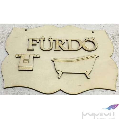 Fa felirat tábla FÜRDŐ figurákkal 19cmx13.5cmx3mm