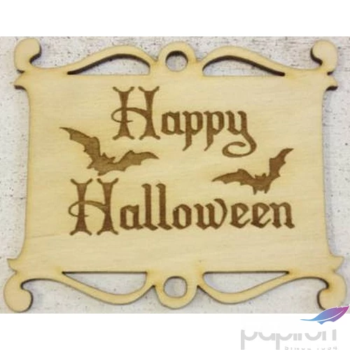 Fa felirat tábla Happy Halloween 8x10cm