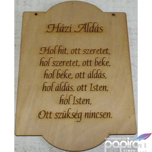 Fa felirat tábla Házi áldás - 14, 5x21, 5cm