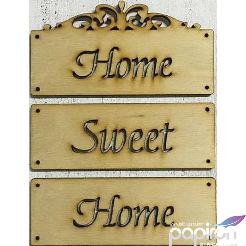 Fa felirat tábla Home Sweet Home 12x15cm