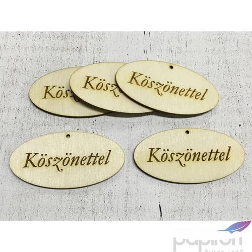 Fa felirat tábla Köszönettel ovál 4cmx8cmx3mm 5db/cs