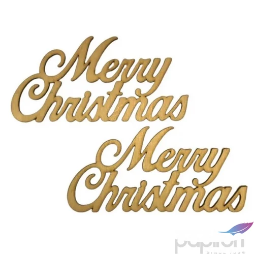 Fa felirat tábla Merry Christmas 15cmx8cmx3mm 2db/cs