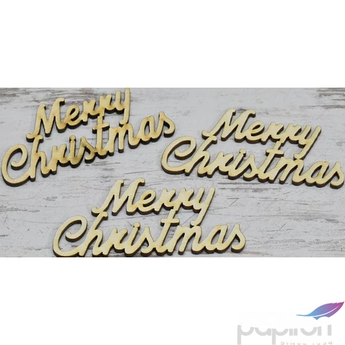 Fa felirat tábla Merry Christmas 9, 5cmx4.5cmx3mm 3db/cs