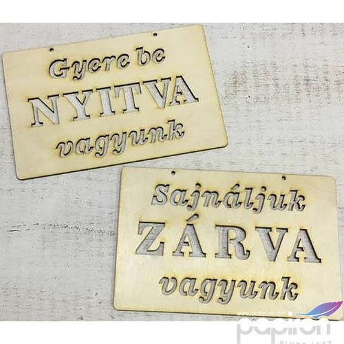 Fa felirat tábla NYITVA "ZÁRVA" 13x20cm 