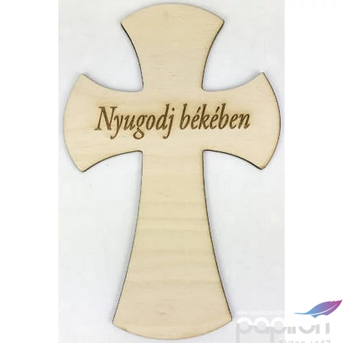 Fa felirat tábla Nyugodj békében kereszt 18cm íves