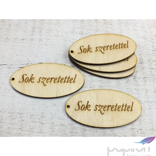 Fa felirat tábla Sok szeretettel ovál 8cmx4cmx3mm 5db/cs