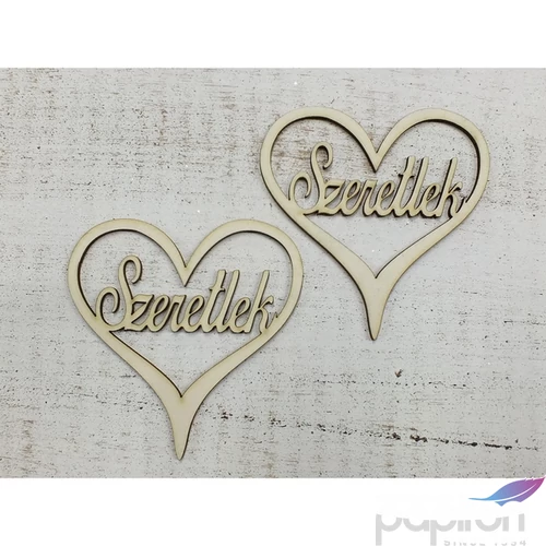 Fa felirat tábla Szeretlek szív forma 10cmx3mm 2db/cs