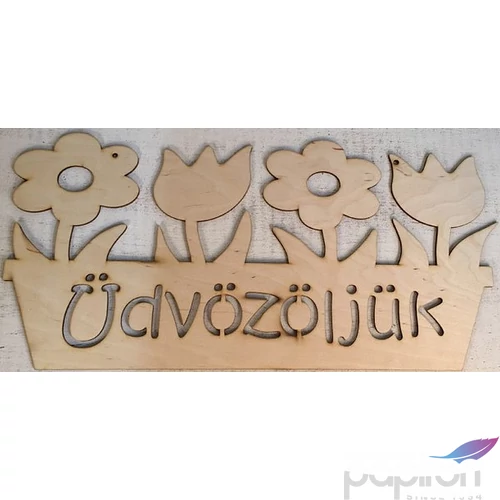 Fa felirat tábla Üdvözöljük virágos 50x24.5cm 