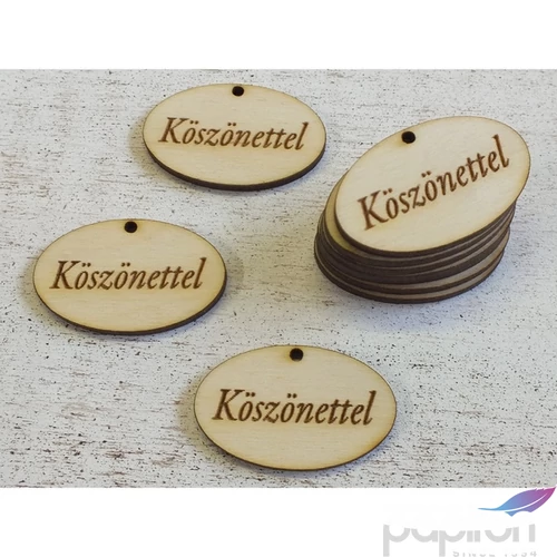 Fa felitórat Köszönettel ovál 4cmx2.5cmx3mm 10db/cs