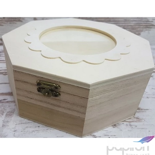 Fa fényképtartós doboz nyolcszögletű, virág keretes 20x20x8cm