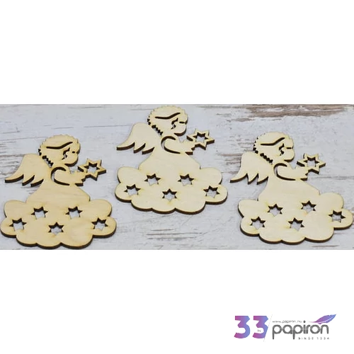 Fa figura angyalka angyalka csillaggal 10cmx7cmx3mm 3db/cs