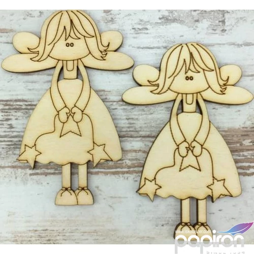Fa figura angyalka rajzos csillagos 10cm 2db/cs