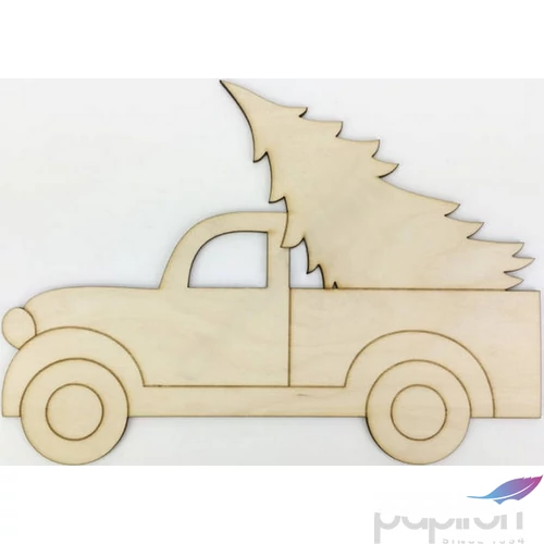 Fa figura autó fenyővel kicsi natúr, koszorú dekoráció 20x15x0, 3cm-es CRL6106