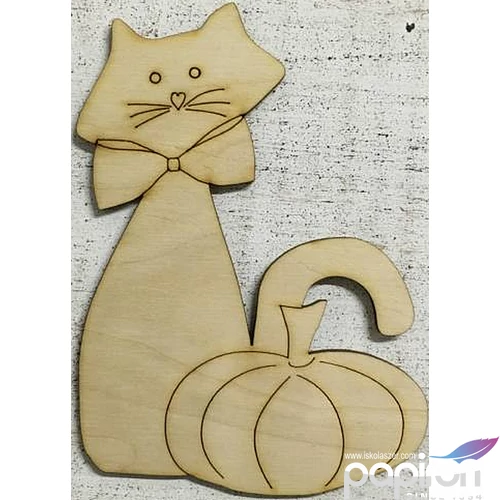 Fa figura cica tökkel 11, 8x15cm Halloween 