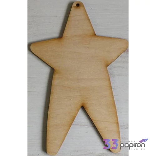 Fa figura country csillag hosszúkás 18cm