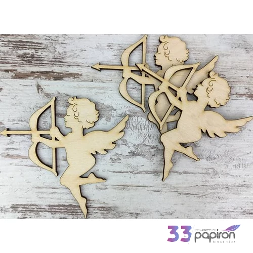 Fa figura Cupido Valentin-napra 10x10cm 3db/cs
