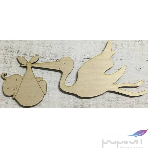 Fa figura gólya babával babavárás 9x21cm 