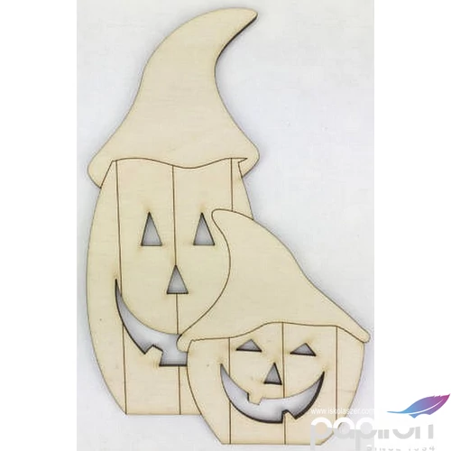 Fa figura Halloween sapkás tökök 15x10cm 
