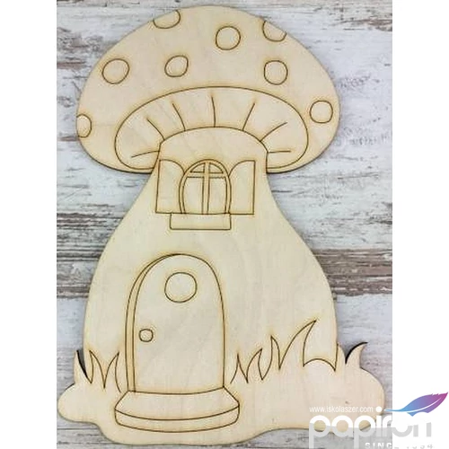 Fa figura házikó Fa gombaház 20x14.5cm GRAVÍROZHATÓ!