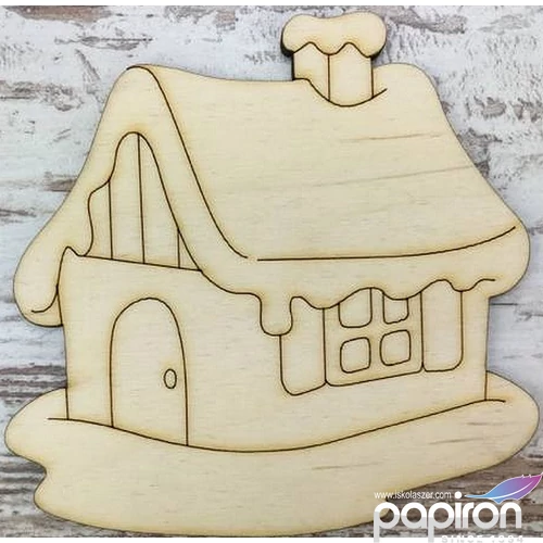 Fa figura házikó havas 10x10cm 