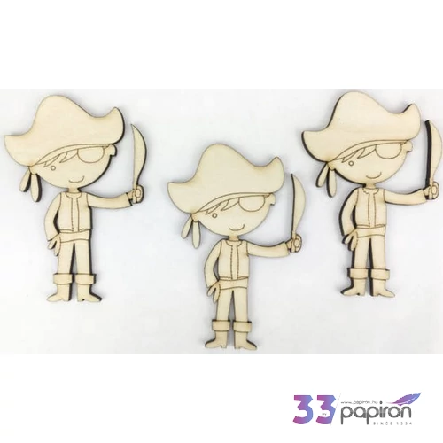 Fa figura Kalóz kisfiú natúr 9cm 3db/cs