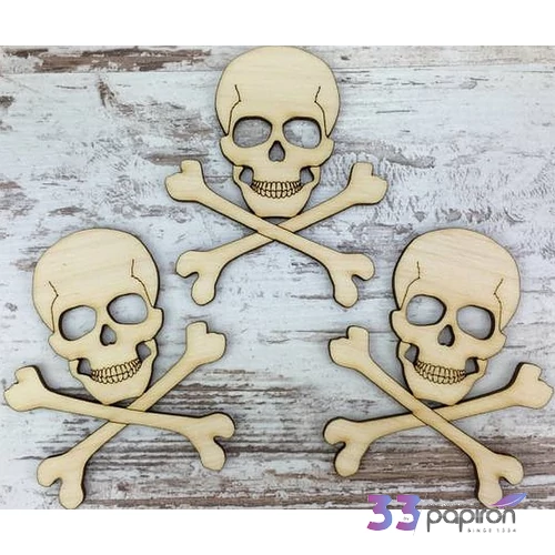 Fa figura koponya csonttal 'Jolly Roger' 7cmx8.5cm 3db/cs
