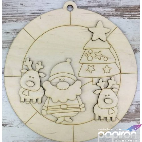Fa figura koszorú Mikulás és barátai 25, 5cm 