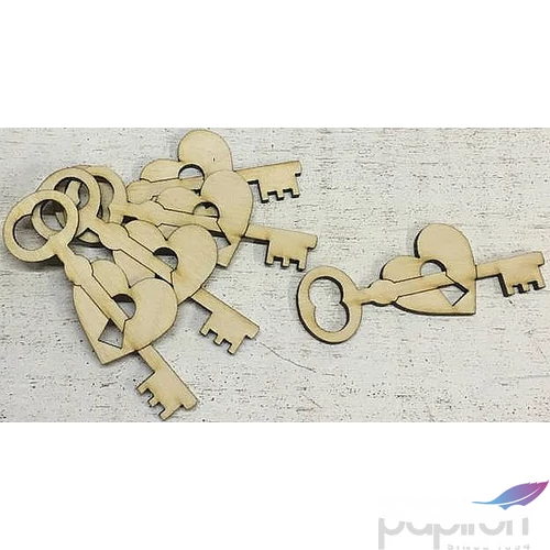 Fa figura kulcs szív zárral 3cmx8cmx3mm 5db/cs