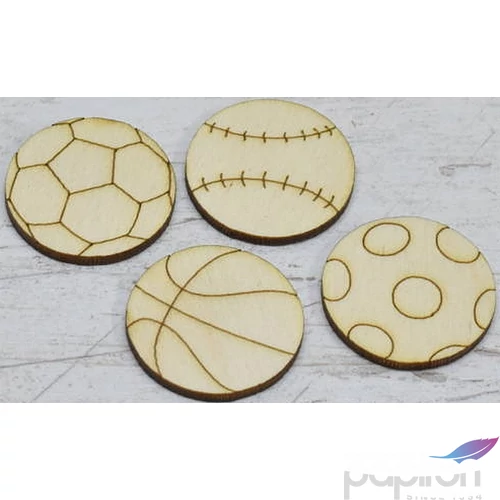 Fa figura labda szett foci, kosár, baseball, pöttyös 3.5cmx3mm 4db/cs