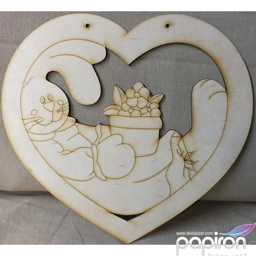 Fa figura nyuszi szívben húsvéti dísz 25cmx24cm