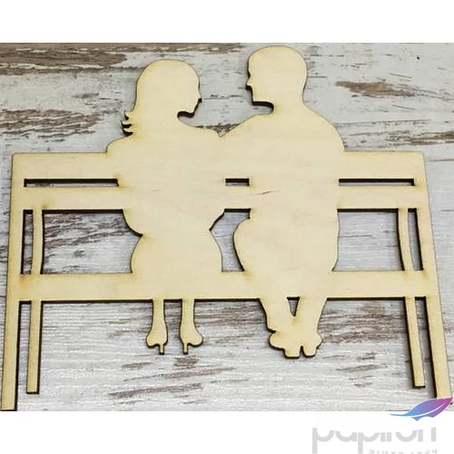 Fa figura párocska padon ülő pár 15cmx13cmx3mm