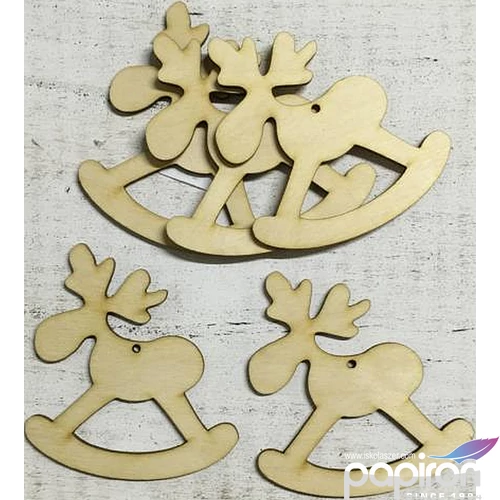 Fa figura szarvas hintaszarvas - 10x9cm 5db/cs