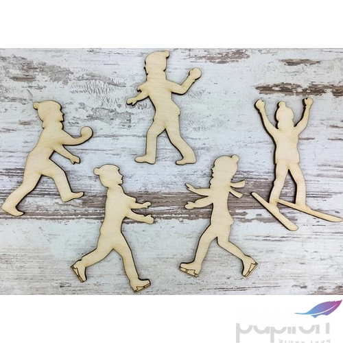 Fa figura téli játék játszó gyerekek 10cm 5db/cs