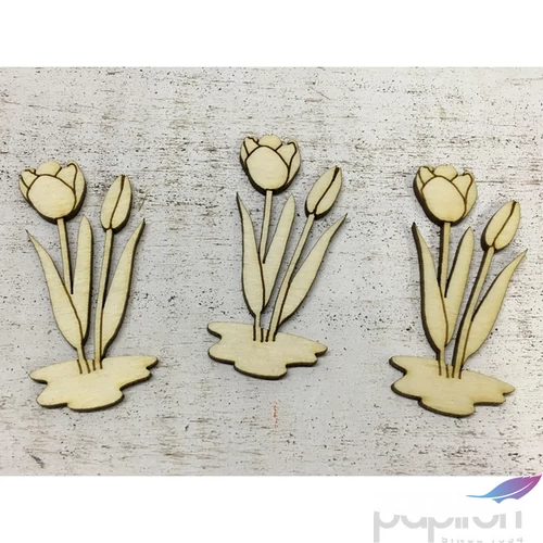 Fa figura tulipán natúr virág 7cmx3cmx3mm 3db/cs
