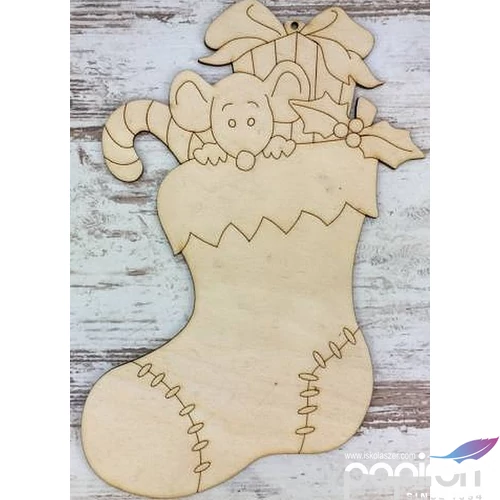 Fa figura zokni ajándékokkal 23x15cm