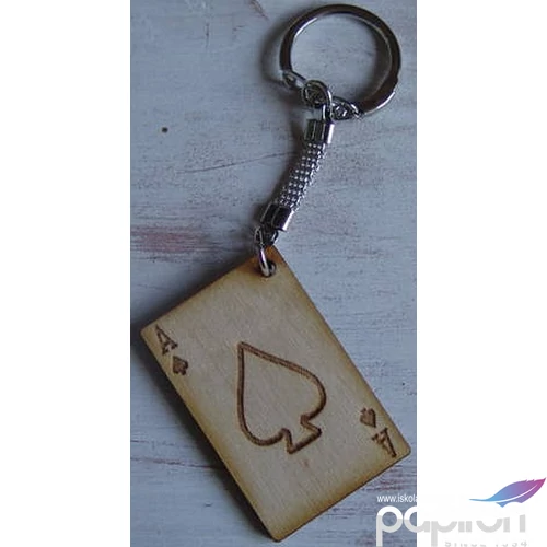Fa kulcstartó karikával francia kártya 3x5cm 