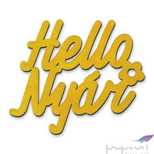 Fa felirat színes Sárga, Hello nyár felirat 11x11cm 