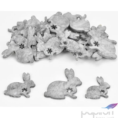 Nyúl mini fa 4cm virágmintás szürke, 30db/csomag [5998997743336]