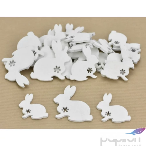 Nyúl mini fa 4cm virágmintás, fehér 30db/csomag [5998997743305]