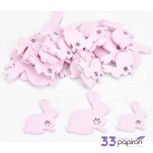 Dekor nyúl mini fa 4cm virágmintás, pink 30db/csomag [5998997743312]