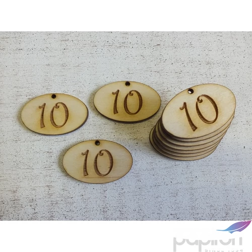 Fa natur tábla 10 évfordulós ovál 4cmx2.5cm 10db/cs
