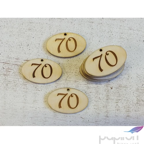 Fa natur tábla 70 évfordulós ovál 4cmx2.5cmx3mm 10db/cs