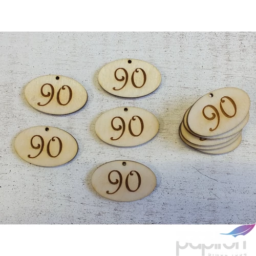Fa natur tábla 90 évfordulós ovál 4cmx2.5cmx3mm 10db/cs