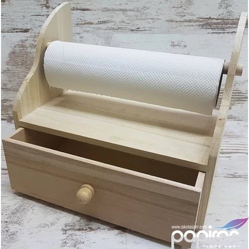 Fa papírtörlőtartó fiókos 28x16x12/25cm