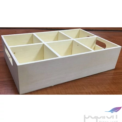 Fa rekeszes tároló natúr 24x16x6cm-es 6rekeszes teás GRAVÍROZHATÓ!